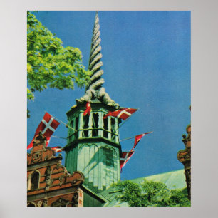 Vintage Denmark, Copenhagen Stock Exchange, Poster