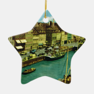 Vintage Denmark, Copenhagen waterfront Ceramic Tree Decoration