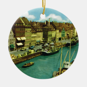 Vintage Denmark, Copenhagen waterfront Ceramic Tree Decoration