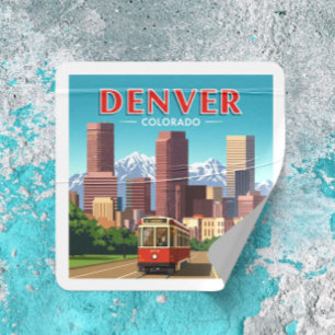 Vintage Denver Colorado Square Sticker