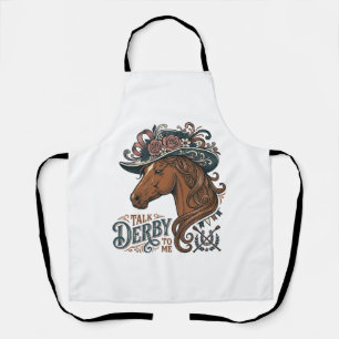Vintage Derby Horse Floral Hat Shirt Design_1 Apron