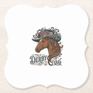 Vintage Derby Horse Floral Hat Shirt Design_1 Paper Coaster