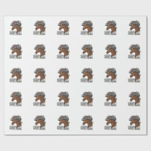 Vintage Derby Horse Floral Hat Shirt Design_1 Wrapping Paper