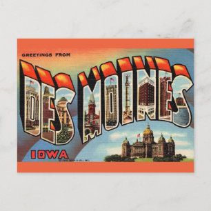 Vintage Des Moines Iowa Postcard