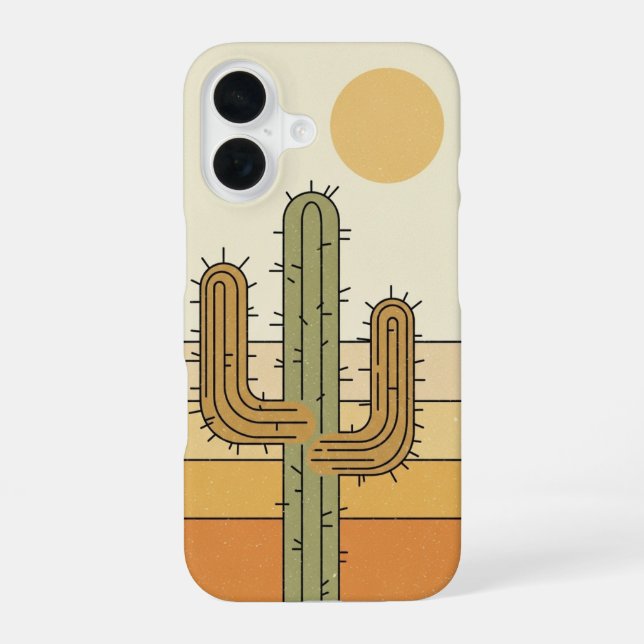 Vintage Desert Cactus iPhone 16 Case (Back)
