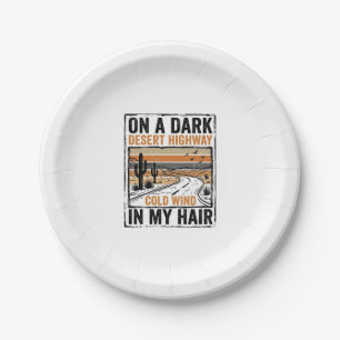 Vintage Desert Highway Wind Graphic T-Shirt Design Paper Plate
