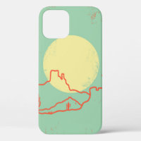Vintage Desert landscape with Cactuses and Canyon.