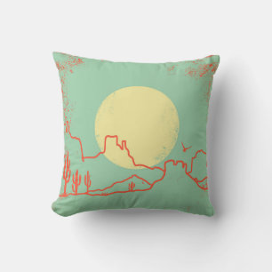 Vintage Desert landscape with Cactuses and Canyon. Cushion