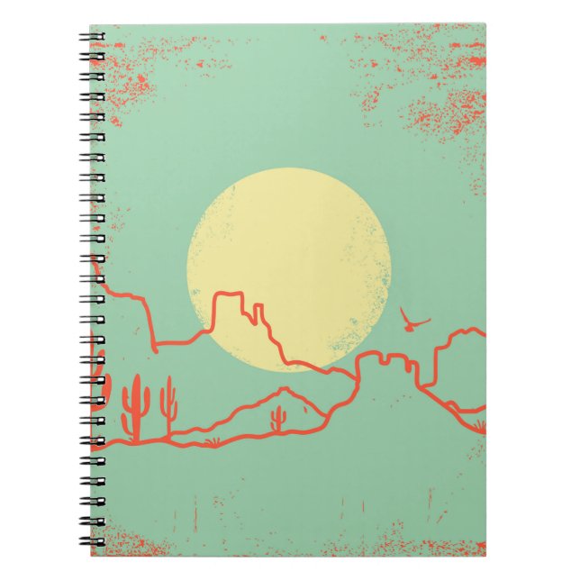 Vintage Desert landscape with Cactuses and Canyon. Notebook (Front)