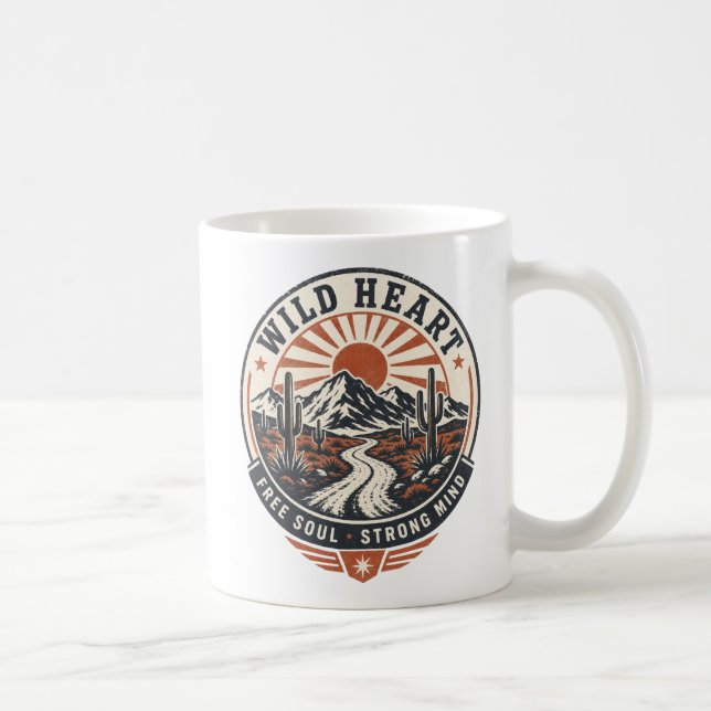 Vintage Desert Mountain Adventure Badge Coffee Mug (Right)