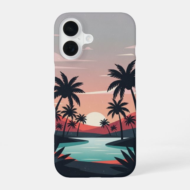 Vintage Desert Oasis iPhone 16 Case (Back)