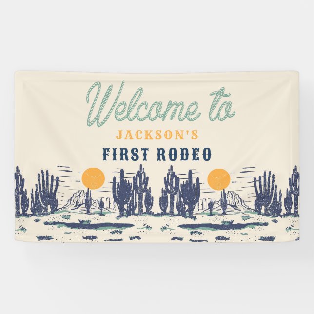 Vintage Desert Western Wild West 1st Birthday Banner (Horizontal)