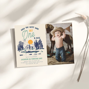 Vintage Desert Western Wild West 1st Birthday Invitation