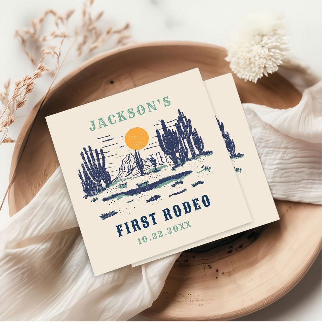 Vintage Desert Western Wild West 1st Birthday Napkin (Creator Uploaded)