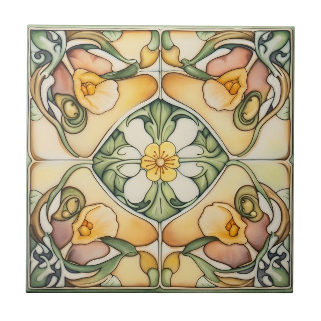  vintage design antique peranakan ceramic tile (Front)