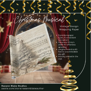 Vintage Design Christmas Musical Wrapping Paper