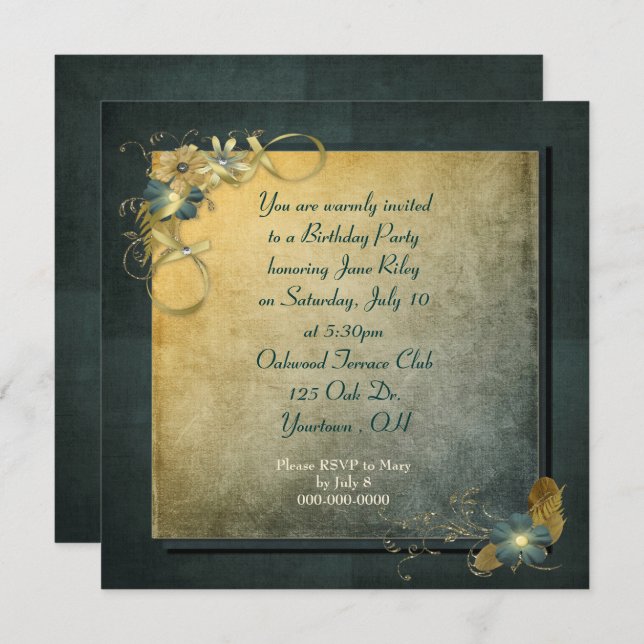 vintage design for Birthday Party Invitation (Front/Back)