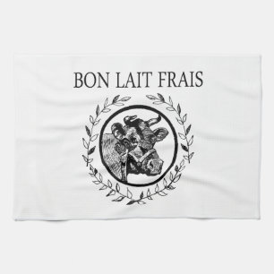 Vintage Design French Dairy Kitchen Towel, Milk Tea Towel