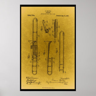 Vintage Design Retro trombone patent print