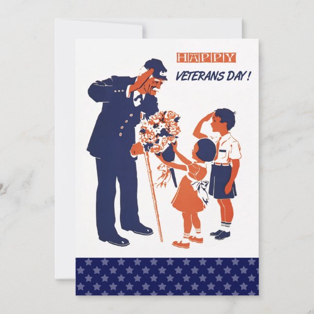 Vintage Design Veterans Day Flat Cards (Front)