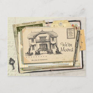 Vintage Desk Postcard We've Moved