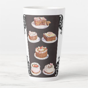 Vintage dessert cake frosting decorating retro  latte mug