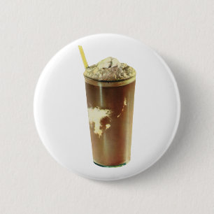 Vintage Dessert, Chocolate Shake and Whipped Cream 6 Cm Round Badge