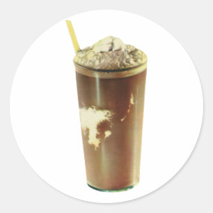 Vintage Dessert, Chocolate Shake and Whipped Cream Classic Round Sticker