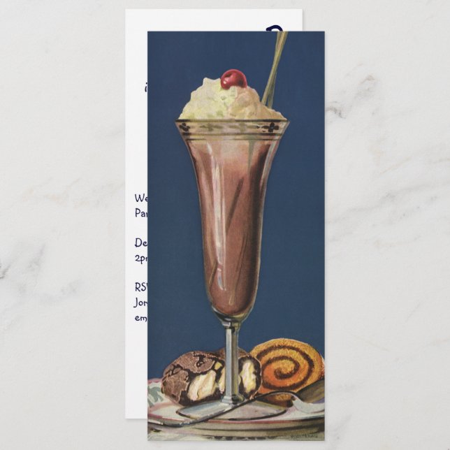 Vintage Dessert, Chocolate Shake Birthday Party Invitation (Front/Back)