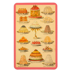 Vintage desserts cake pie retro food magnet