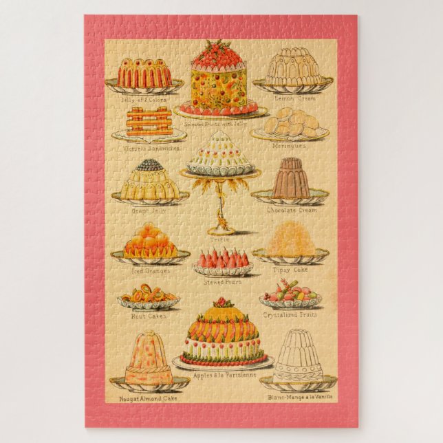 Vintage desserts illustration food chart jigsaw puzzle (Vertical)