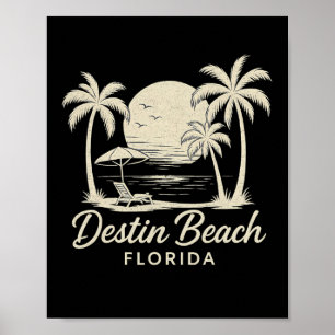 Vintage Destin Beach Florida Fl Retro Beach Sunset Poster