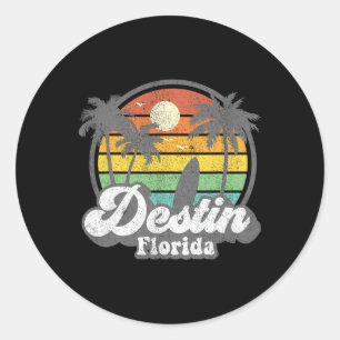 Vintage Destin Florida Beach Surfing Retro 70s Sur Classic Round Sticker