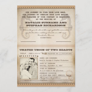 vintage destination wedding passports invites
