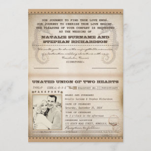 vintage destination wedding passports invites