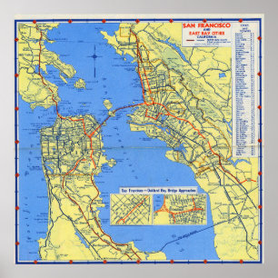 Vintage Detailed Map of San Francisco Poster