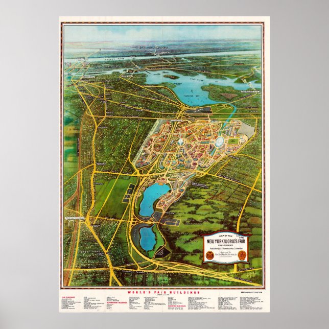 Vintage Detailed New York Map Poster (Front)