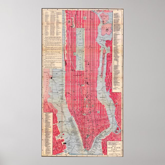 Vintage Detailed New York Map Poster 1893 (Front)