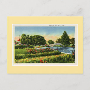 Vintage Detroit Belle Isle bridge Postcard