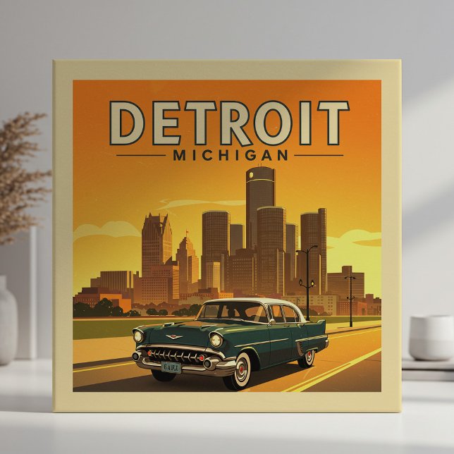 Vintage Detroit Michigan Ceramic Tile (Creator Uploaded)