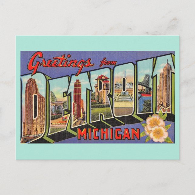 Vintage Detroit Michigan Greeting Postcard (Front)