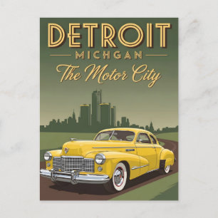 Vintage Detroit Michigan the motor city Postcard