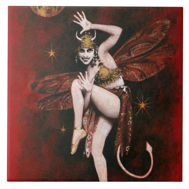 Vintage Devil Lady Ceramic Tile (Front)