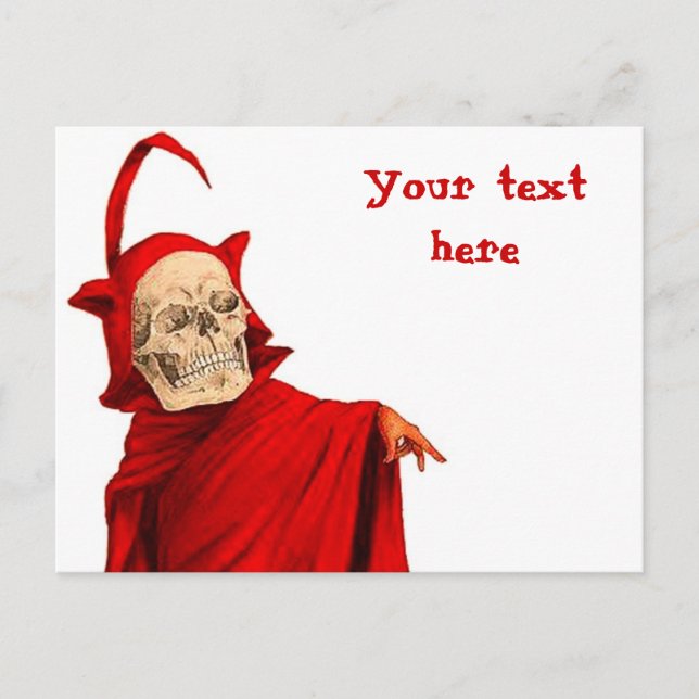 Vintage Devil Skeleton Skull Halloween Faust Death Postcard (Front)