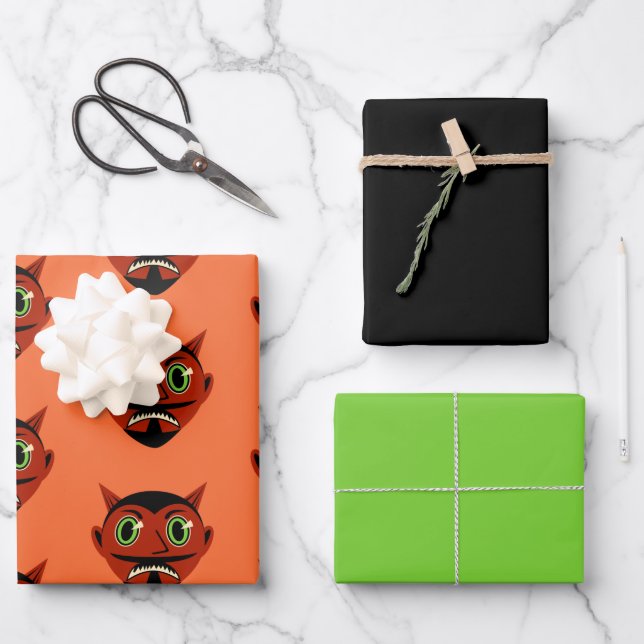 Vintage Devil Wrapping Paper Sheet (Front)