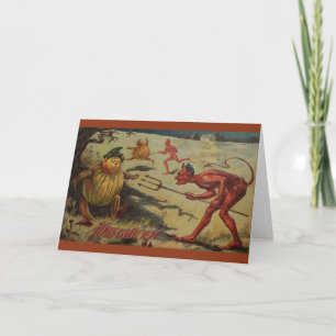Vintage Devilish Halloween Greeting Card