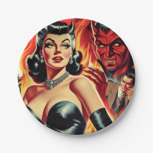 Vintage Devilish Pin-up Paper Plate