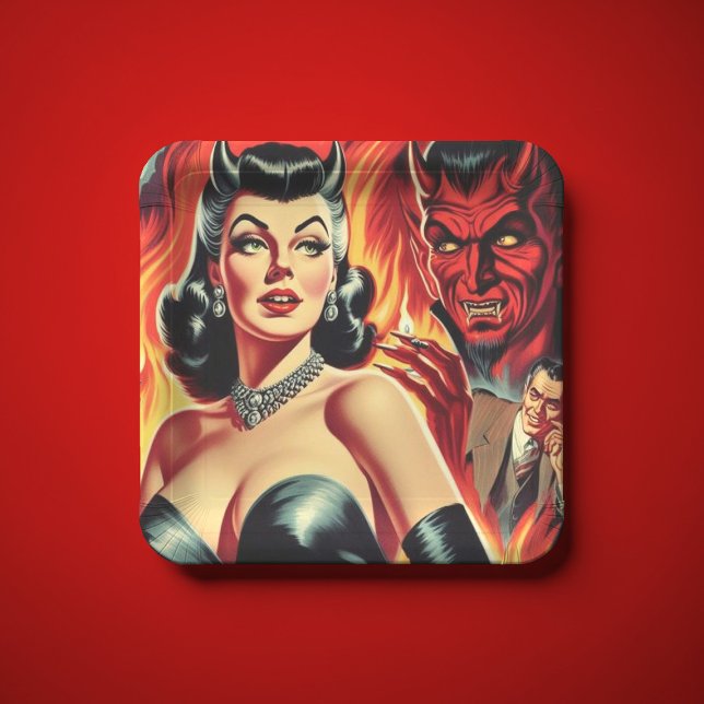 Vintage Devilish Pin-up Paper Plate (Creator Uploaded)