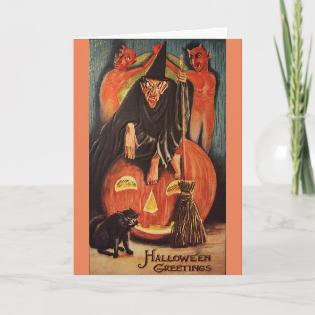 Vintage Devlish Halloween Card (Front)