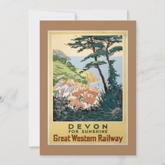 Vintage Devon English Travel Advertisement Holiday Card (Front)